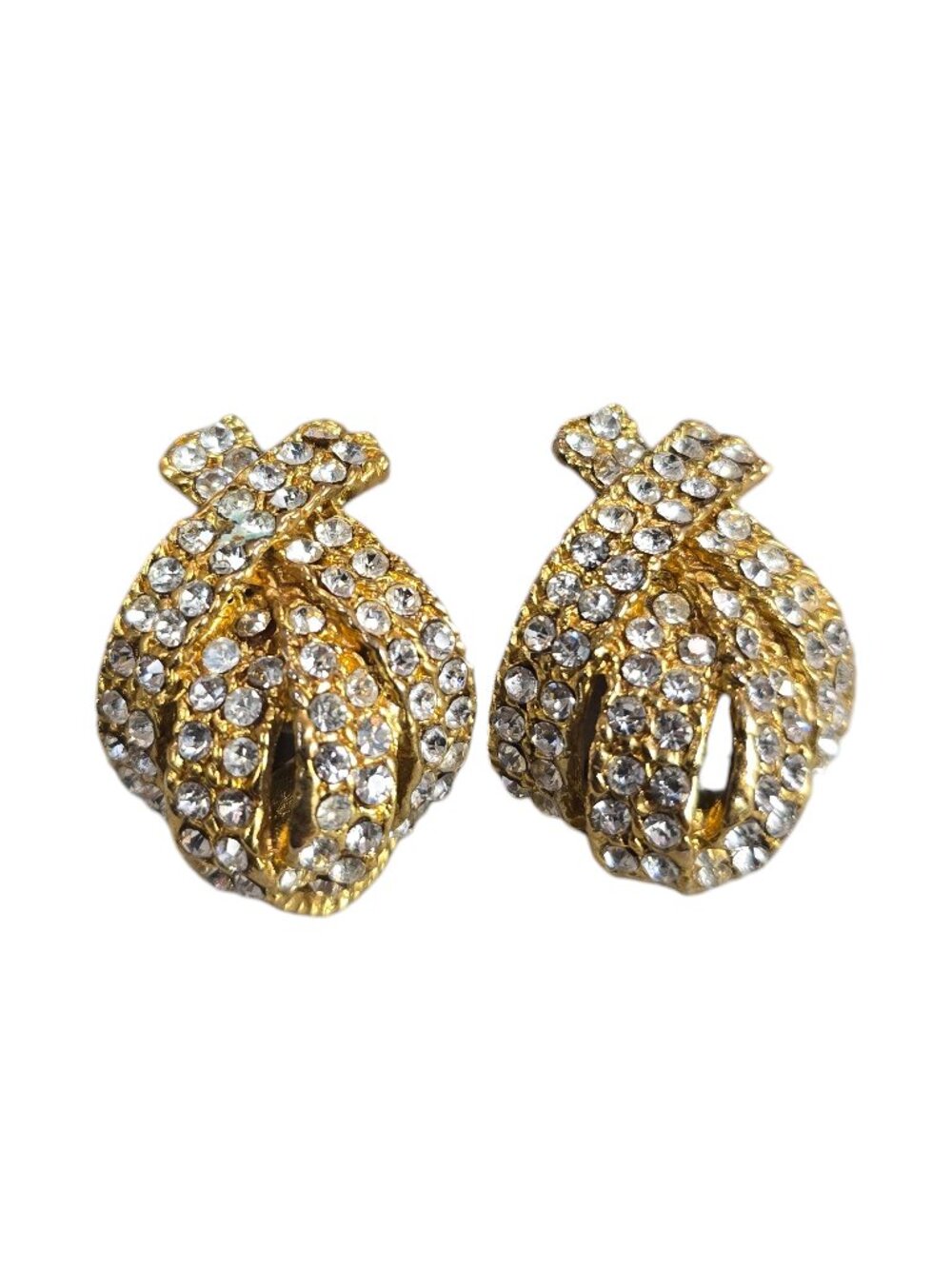 Vintage Rhinestone Gold Pated Earrings